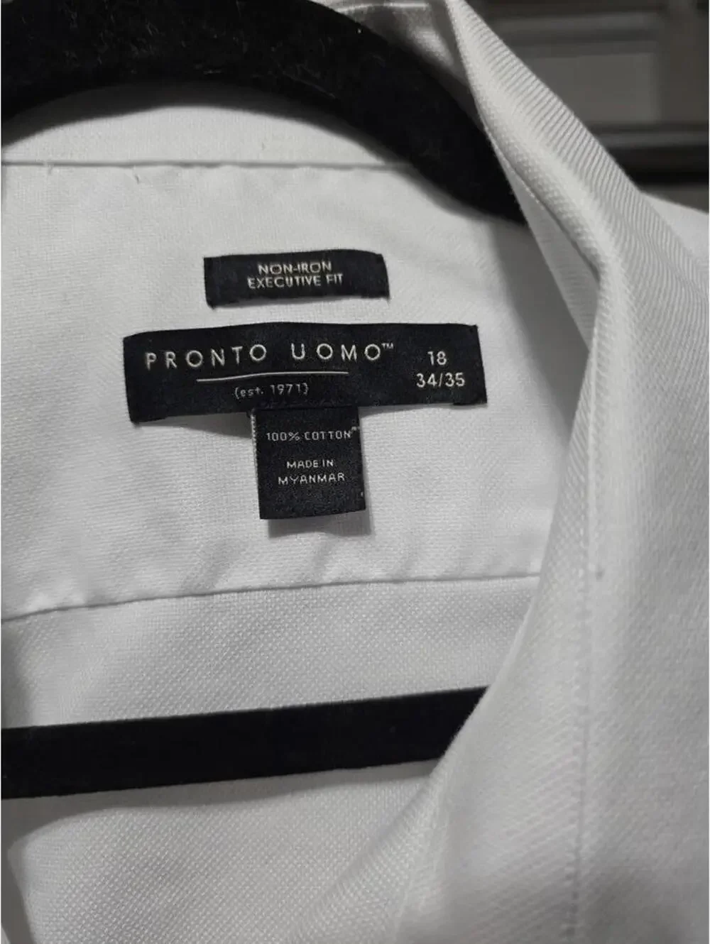5 Pack Pronto Uomo White Long Sleeve Dress Shirt 100% Cotton Size 18 34/35